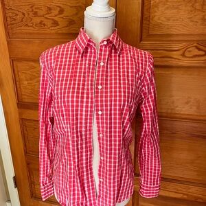 J. McLaughlin Red and White Casual Button Down Shirt